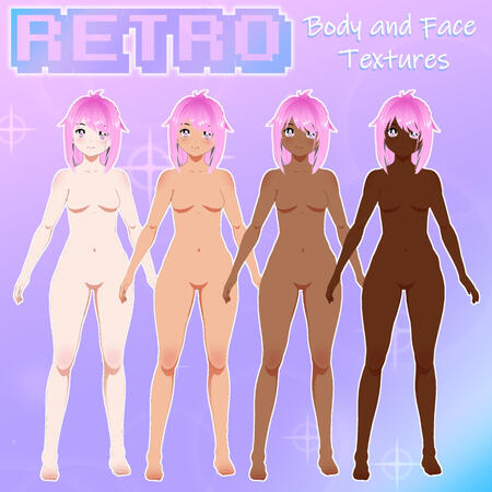 felikitty -- VRoid -- Retro Style Skin -- Body and Face Textures