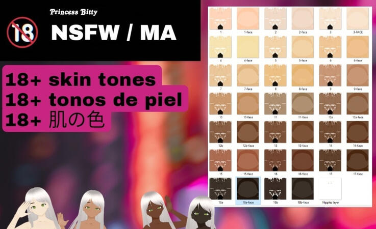 princess bitty FREE NSFW 18PLUS Skin Texture Pack 18 Shades of Skin
