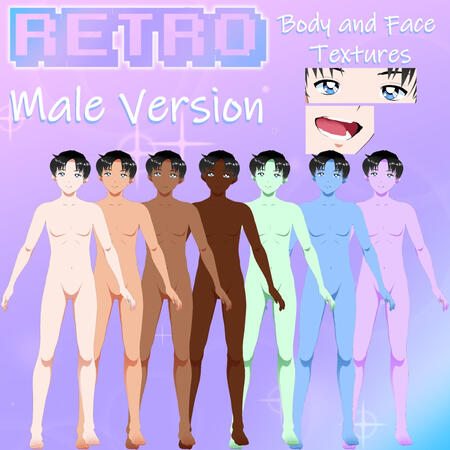 felikitty -- VRoid -- Retro Style Skin MALE Version -- Body and Face Textures