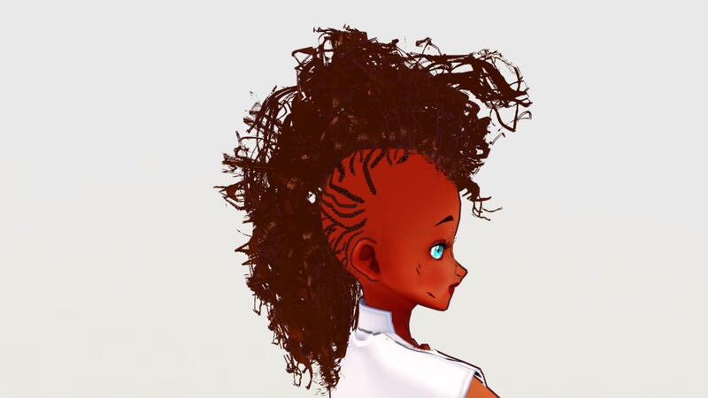 adoreartistry Wild Braided Curly Mohawk VRoid Studio Hair Preset